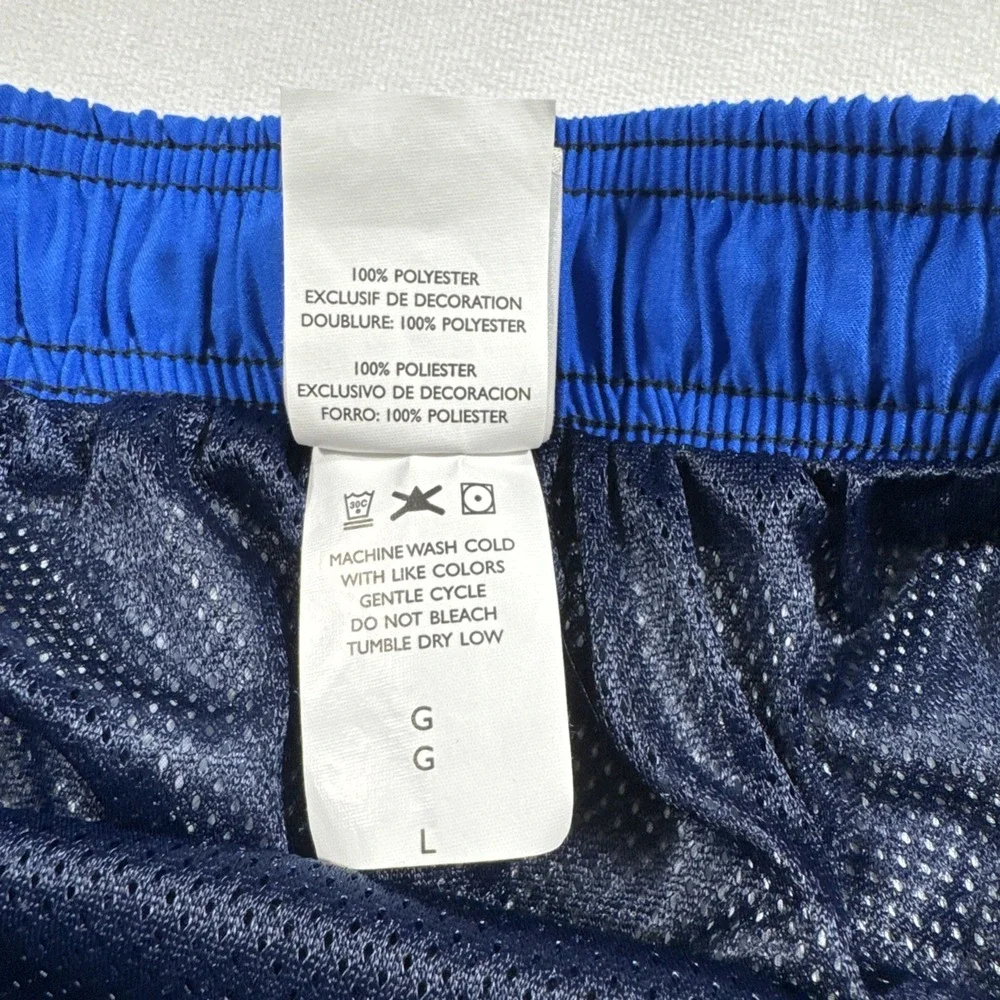 Nike Swim Trunks Shorts Mens L Blue Black‎ White Floral Print Lined Pockets